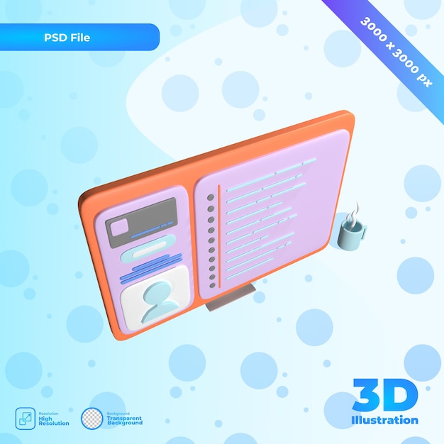 3D render ui-ontwerp omhoog bekijken