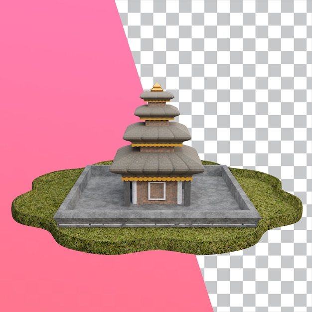 PSD render 3d ulun danu icon isolato