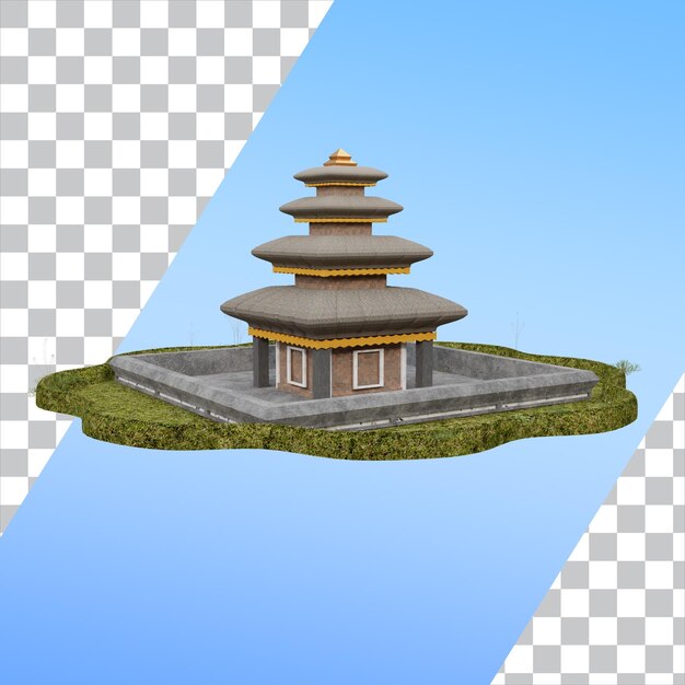 PSD 3d render ulun danu icon izolowany