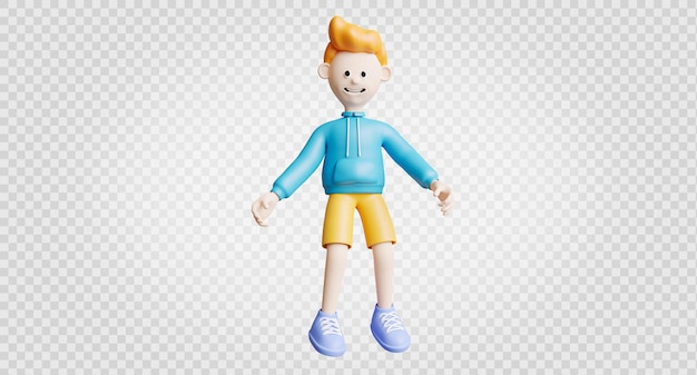 3d render uśmiechu młodego mężczyzny i skaczącej pozy