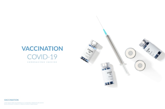 PSD 3d 렌더링 예방 접종 코로나 바이러스 백신