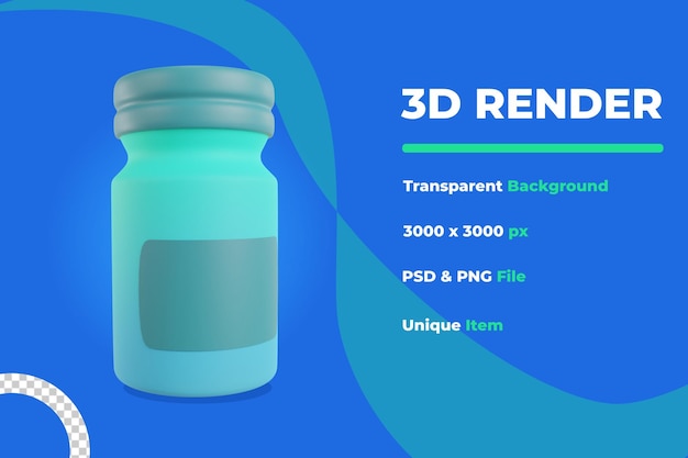 3d 렌더링 백신 병 개체