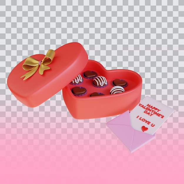 PSD 3d render valentijnschocolade