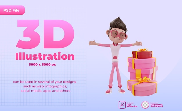 3d визуализация иллюстрации дней святого валентина