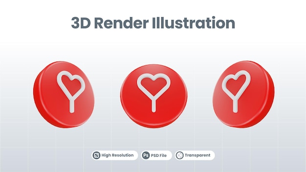 PSD 3d render valentine met lamppictogram voor ui ux web mobile app social media-promotie