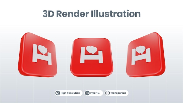 3D Render Valentine Met slotpictogram voor UI UX Web Mobile App Social Media Promotie