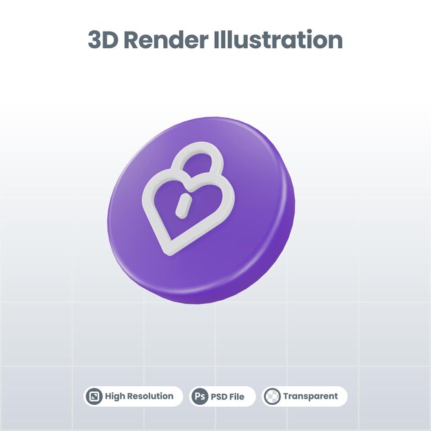 3d render valentine met vakpictogram voor ui ux web mobile app social media-promotie