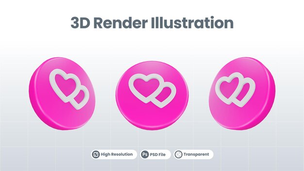 3d render san valentino con l'icona dell'anello di fidanzamento per la promozione sui social media dell'app mobile web ui ux