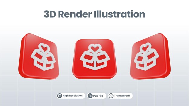 3d render valentine с иконкой папки для пользовательского интерфейса ux web mobile app social media promotion