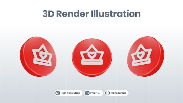 3 D レンダリング バレンタイン UI UX Web モバイル アプリ ソーシャル メディア プロモーションのホーム アイコン