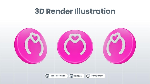 3d render san valentino con l'icona della freccia dell'amore per la promozione sui social media dell'app mobile web ui ux