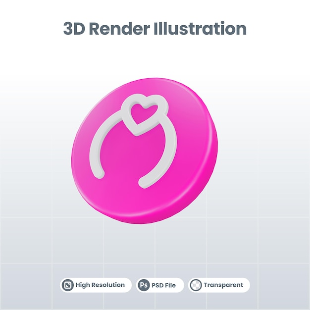 PSD 3d render valentine with love arrow icon for ui ux web mobile app social media promotion