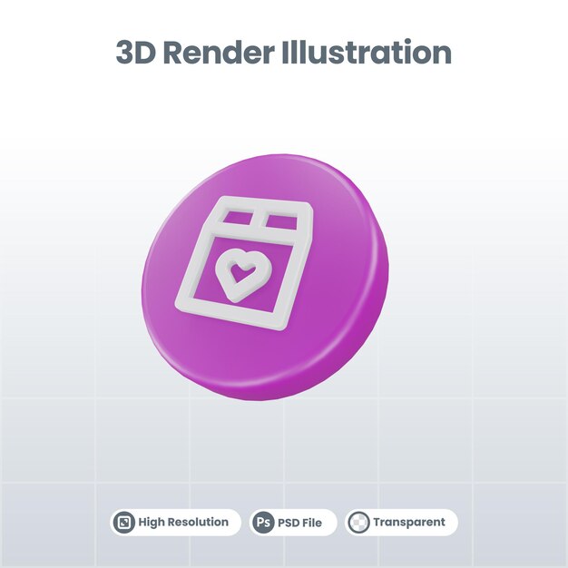 3d render valentine with notification bell icon for ui ux web mobile app social media promotion