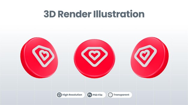 UI UX Web モバイル アプリのソーシャル メディア プロモーションの電話アイコンで 3 D レンダリング バレンタイン