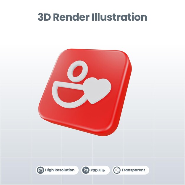 3d render valentine с иконкой обновления для продвижения в социальных сетях ui ux web mobile app