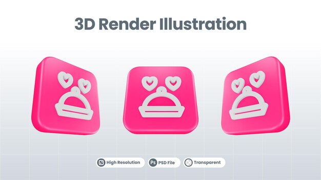 PSD 3d render valentine with video camera icon for ui ux web mobile app social media promotion