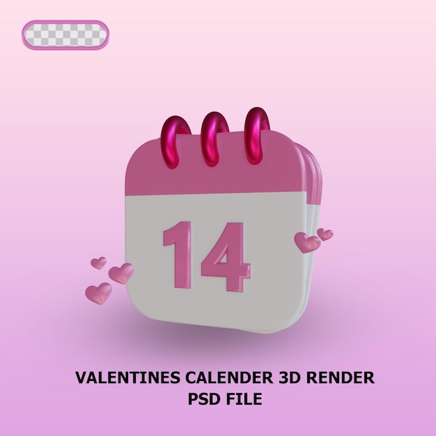 3d render valentines kalenderpictogram