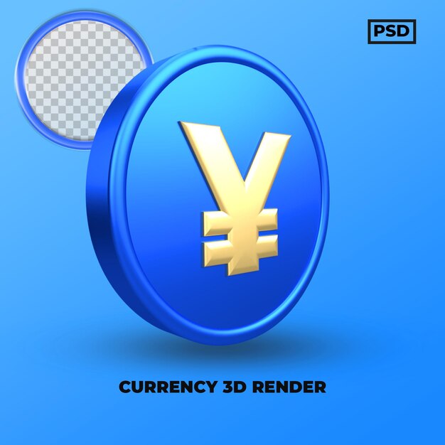 PSD 3d render valutasymbool yen japan