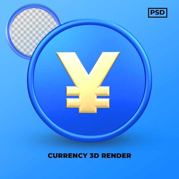 PSD 3d render valutasymbool yen japan