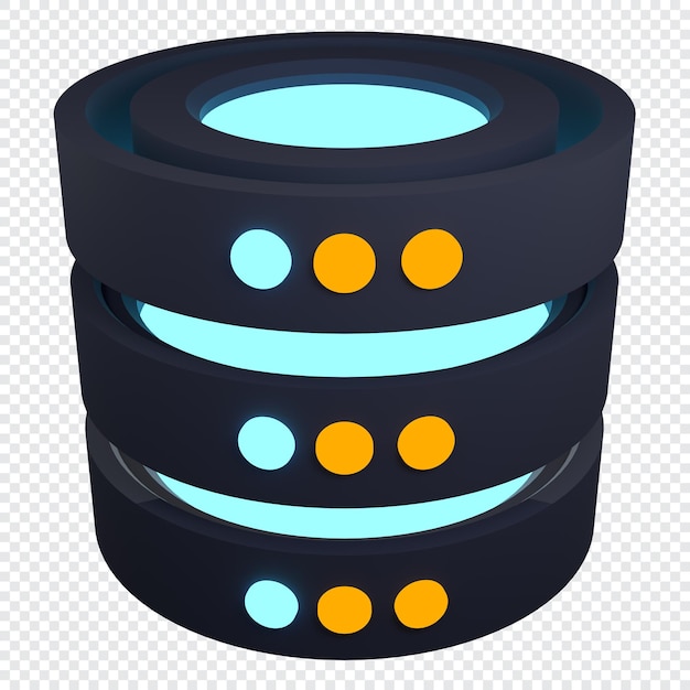 3D render van database Database server 3D render pictogram Netwerk en database Computertechnologie 3D render illustratie
