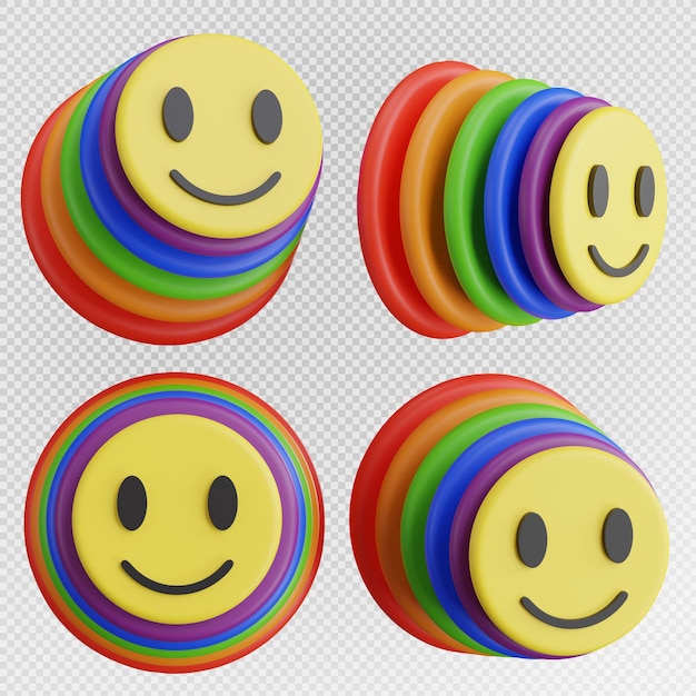PSD 3d render van emotie gezicht rainbowpride maand concept