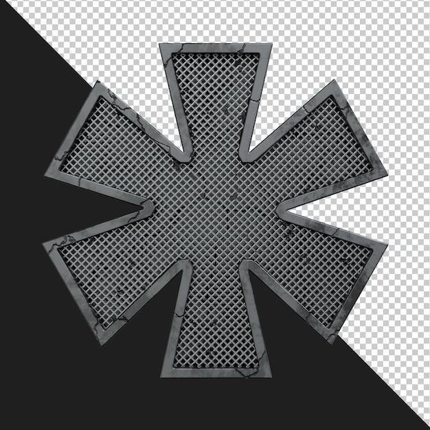 3D render van gebarsten metalen alfabet letter geïsoleerd