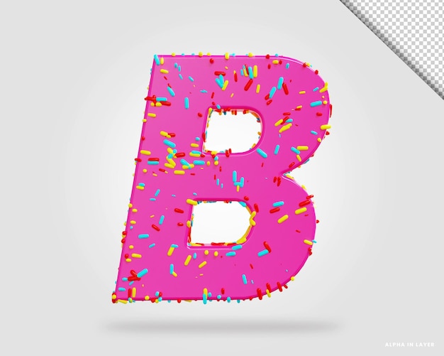 3d render van gouden alfabet letter b ballon stijl