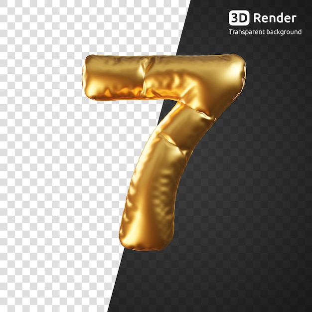 PSD 3d render van gouden ballon van nummer zeven