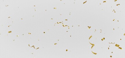 PSD 3d render van gouden confetti met zwevende decoratie op transparante achtergrond
