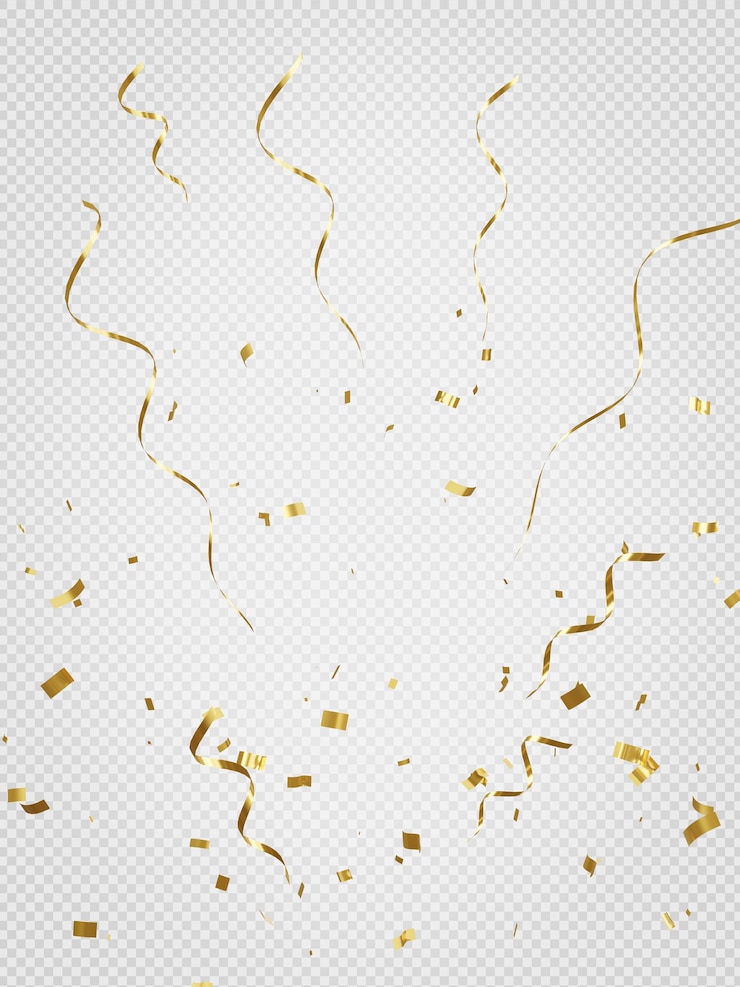 PSD 3d render van gouden confetti op transparante achtergrond