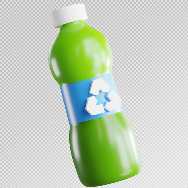 3D render van groene ecologie element met groene fles