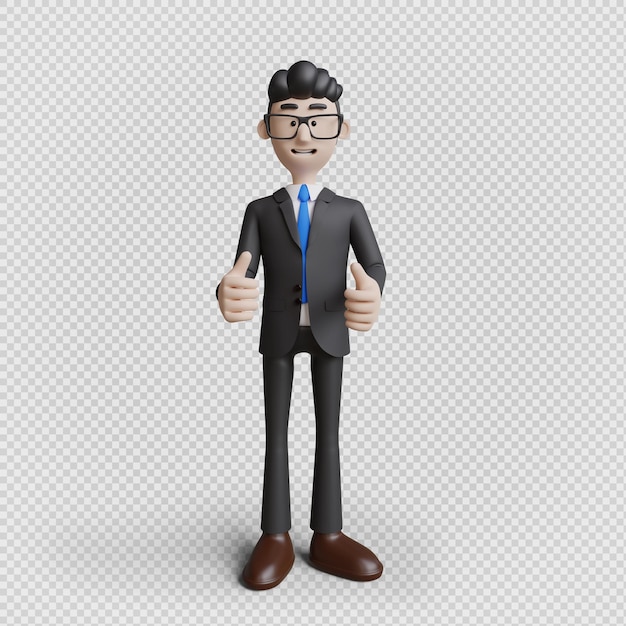 3D render van karakter zakenman met poses geïsoleerd op een witte achtergrond