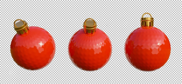 PSD 3d render van kerstbal met kerst concept transparante achtergrond, uitknippad