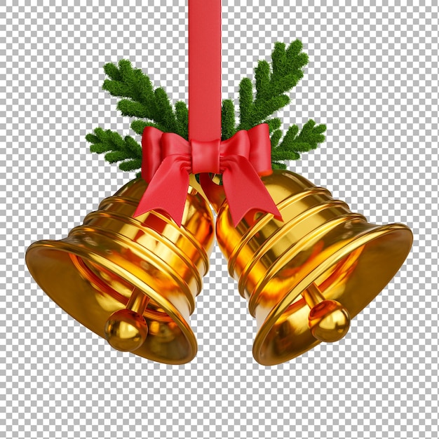 3D render van kerstbel op transparante achtergrond