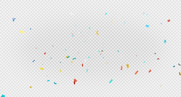 3d render van kleurrijke confetti vliegen op transparante achtergrond