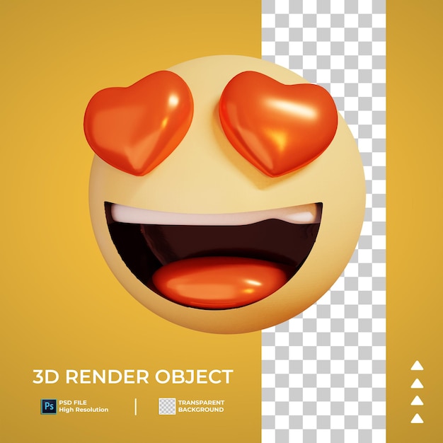 3d render van liefde emoticon icoon