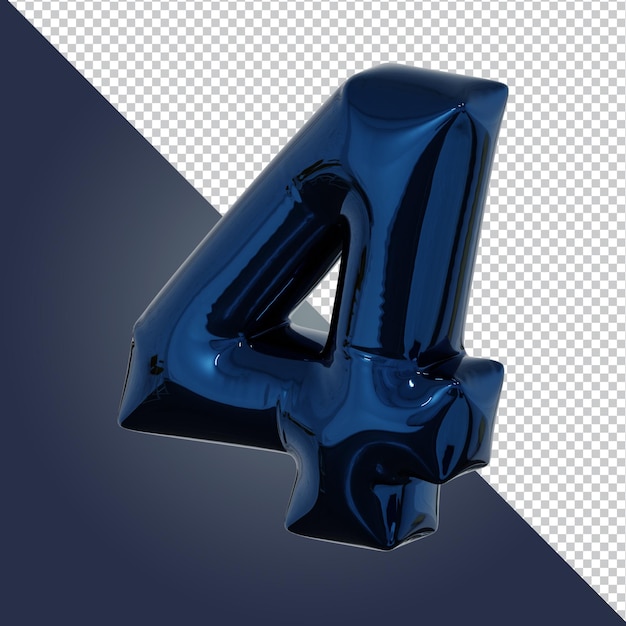 PSD 3d render van metallic blauw alfabet nummer geïsoleerd