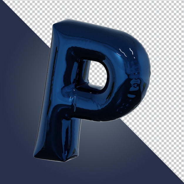 3D render van metallic blauwe alfabet letter geïsoleerd