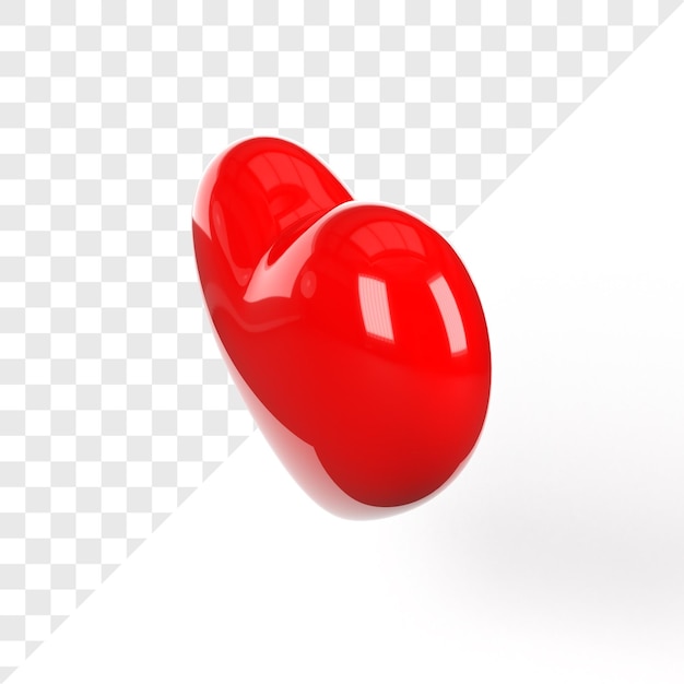 3d render van rood hart op transparante achtergrond