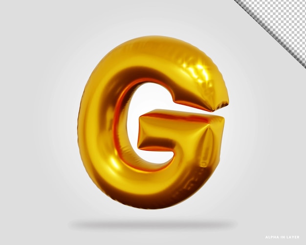 3D render van rose gouden alfabet letter G ballon stijl