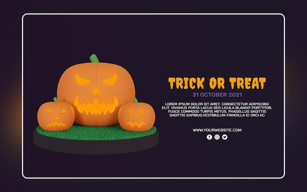 3d render van sjabloon voor spandoek voor halloween-feest