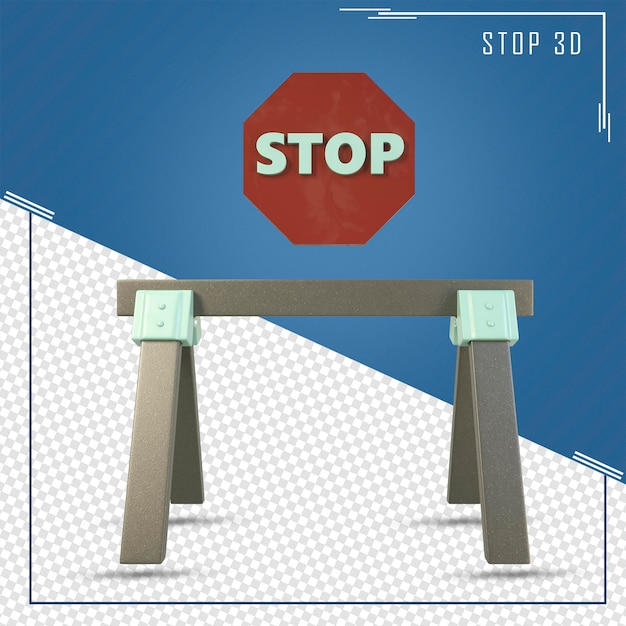 3D render van stopbord weg