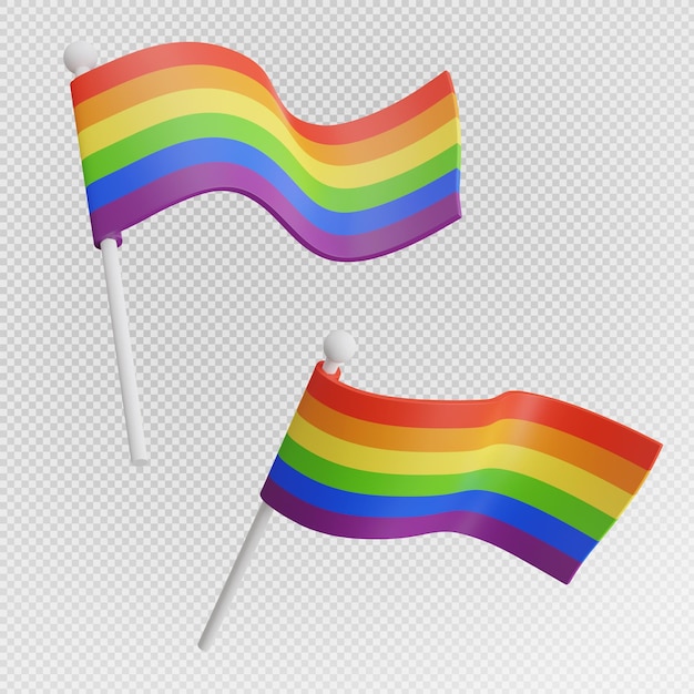 PSD 3d render van vlag regenboog iconpride maand concept