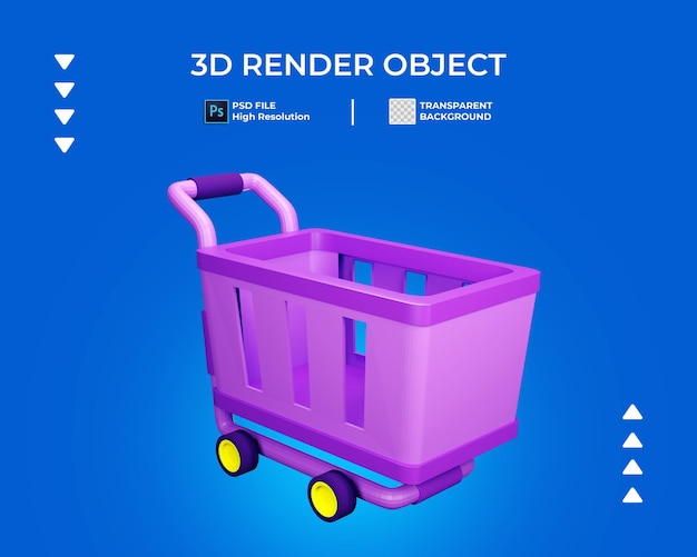 3D render van winkelwagentje pictogram geïsoleerd