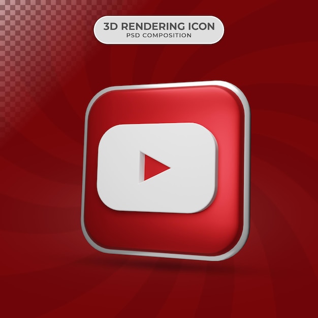 3d render van youtube pictogram ontwerp