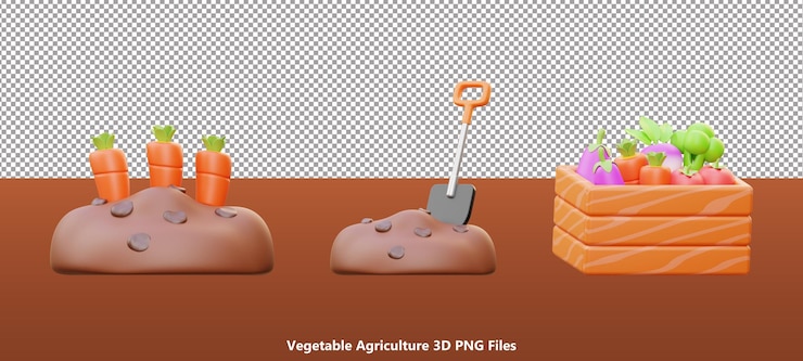 PSD 3d render of vegetable agriculture
