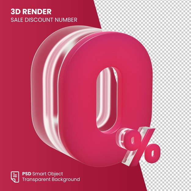 PSD 3d render verkoop kortingsnummer 0 procent