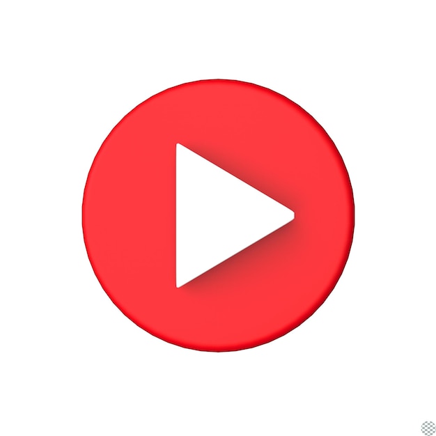 3d render video social media play button icon illustration