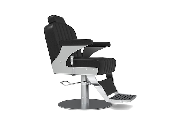 PSD 3d render of vintage barber chair on a white background design element