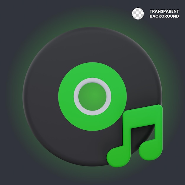 3D Render of a Vinyl Record with a Music Note